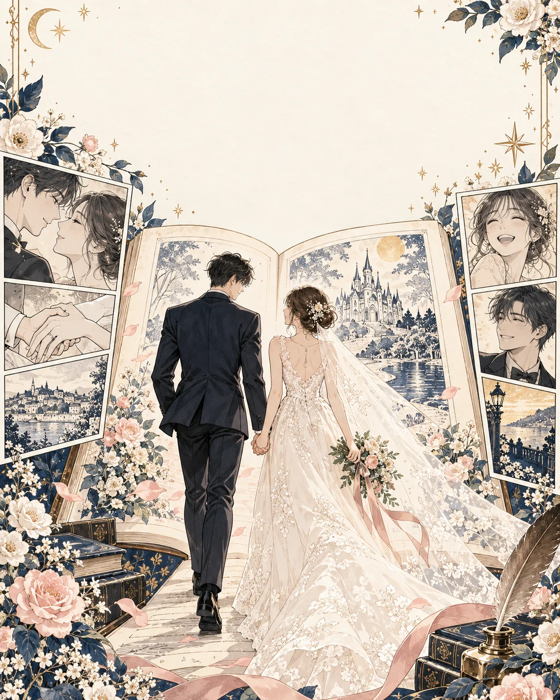 Invitación digital de boda contada como una historia manga